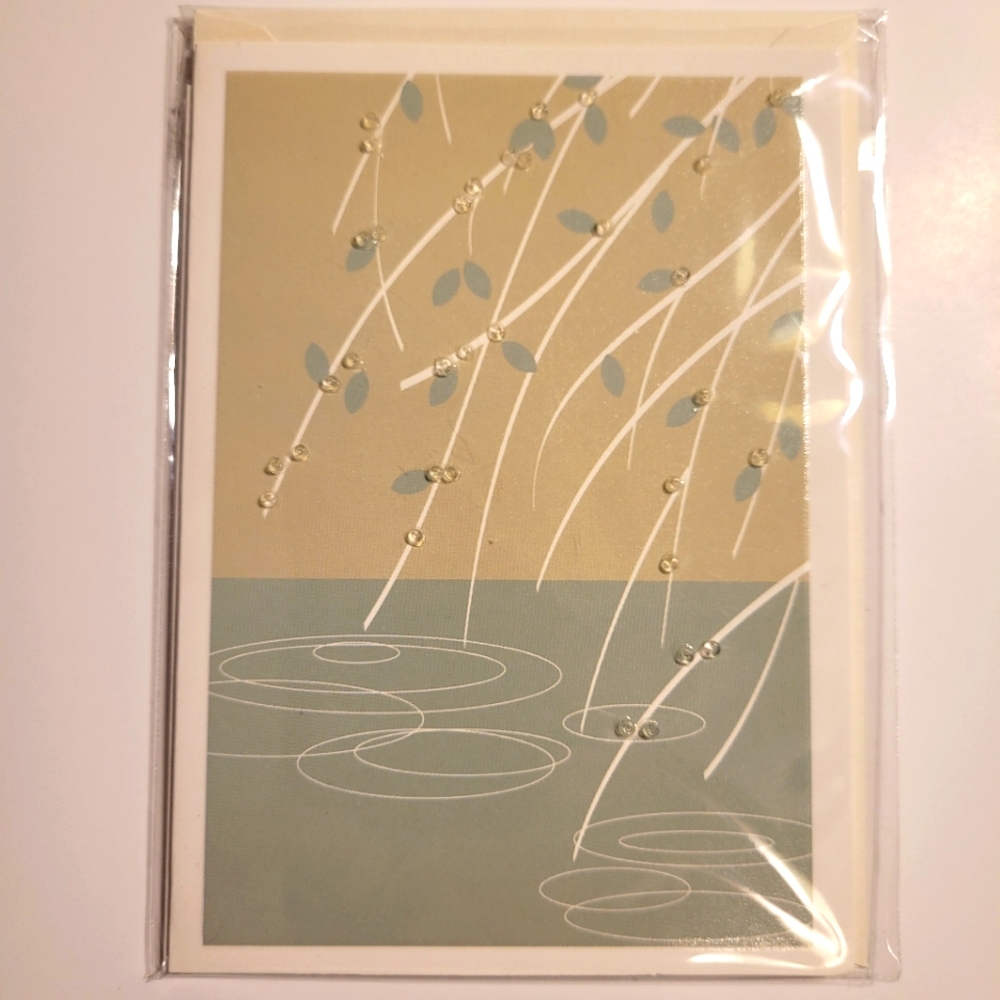 WITH SYMPATHY GREETING CARD green white pond
